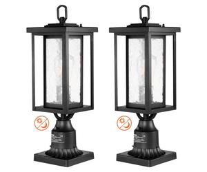 VEVOR Lampione da Esterno Giardino Sentieri Cortile 2 Pezzi, Apparecchi Impermeabili da 450 mm, con Base per Montaggio su Pilastro da 9 cm da Terrazza, Paralume in Vetro, Illuminazione Antifulmine