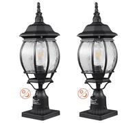 VEVOR Lampioni da Esterno 2 Pezzi per Giardino Sentieri, Lampioni da Lanterna Impermeabili 530 mm con Paralume in Vetro Supporto a Colonna, Lampione da Esterno a Prova di Fulmine Giardino Cortile