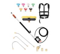 VEVOR Lancia Telescopica per Idropulitrice, 6358 mm, 275 bar, Lancia Telescopica con Prolunghe, Pulitore per Grondaie, Testina Spazzola, 7 Ugelli Spruzzo, Adattatore, Cintura, Giunto Girevole