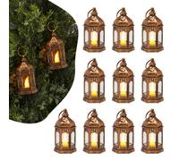 VEVOR Lanterne Decorative a Forma di Candela, Candele Elettriche a LED Senza Fiamma, Portacandele in Plastica con Vetro, Lanterne da Parete, per Tavoli da Matrimonio, Feste, Bronzo 12 Pezzi