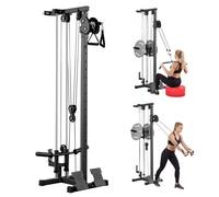 VEVOR Lat Machine da Parete, Macchina a Cavi da Parete 3 in 1, Lat Tower Professionale per Allenamenti Pulldown, Schiena Tricipiti a Casa e Palestra, Altezza Regolabile a 18 Livelli, Carico Max 227 kg
