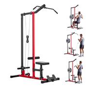 VEVOR Lat Machine Multifunzionale 2 in 1, Macchina a Cavi Professionale con Lat Pulldown e Trazioni al Cavo Alto, Allenamento di Dorsali, Schiena e Core, Sedile e Rulli Regolabili, Carico Max 227 kg