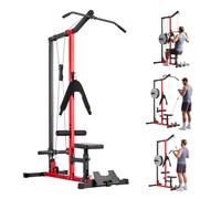 VEVOR Lat Machine Multifunzionale 3 in 1, Macchina a Cavi Professionale con Lat Pulldown e Crunch Addominali, Allenamento Schiena e Core a Casa e Palestra, Sedile e Rulli Regolabili, Carico Max 181 kg