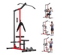 VEVOR Lat Machine Multifunzionale 3 in 1, Macchina a Cavi Professionale con Lat Pulldown e Crunch Addominali, Allenamento Schiena e Core a Casa e Palestra, Sedile e Rulli Regolabili, Carico Max 181 kg