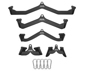 VEVOR LAT Pulldown Attachments, Cable Machine Rowing T-bar V-bar 5 Set, Tricep Pull Down Bar, Back Strength Training Rubber Coated Handle Grip, Bicipiti Curl Tricipiti Lat Pulldown Bar per Home Gym Fi