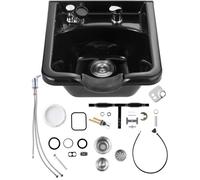 VEVOR Lavabo mobile barbiere in plastica ABS per parrucchiere, dimensioni 47 x 4 6 x 25 cm, colore nero, adatto al salone di bellezza o al bagno, a casa o in bagno