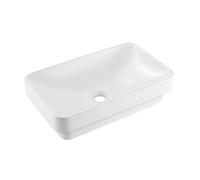 VEVOR Lavabo Semi Incasso in Ceramica da Appoggio Vasca Rettangolare 490 x 305 mm con Foro di Scarico da 45 mm, Lavabo Moderno per Cucina Bagno su Piano di Lavoro, Bianco