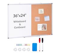 VEVOR Lavagna Bianca Bacheca in Sughero Bacheca con Telaio in Alluminio 60x90 cm, Lavagna Magnetica Cancellabile a Secco Montata a Parete, Scuola, Casa, Ufficio, Lavagna Bacheca Magnetica