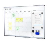 VEVOR Lavagna Magnetica Bianca da Parete Area Scrittura 87,6 x 57,1 cm con Calendario Agenda per Ufficio Aula Casa, Lavagna Bianca Magnetica Murale Cancellabile a Secco con Calendario Agenda Mensile