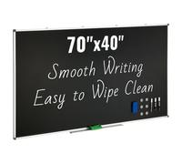 VEVOR Lavagna Nera, Lavagna Grande 175 x 100 cm con Telaio in Alluminio, Lavagna Cancellabile a Secco, Include 1 Salvietta Magnetica e 3 Pennarelli Cancellabili a Secco, Superficie Nera