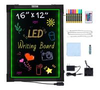 VEVOR Lavagna per Messaggi a LED 405 x 302 mm Lavagna per Menu Cancellabile Illuminata con Effetto Neon Nero con 8 Pennarelli a Gesso Fluorescente e Telecomando per Casa, Negozio di Abiti da Sposa