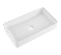 VEVOR Lavandino da Appoggio Rettangolare, 61 x 35 cm per il Bagno, Lavabo da Appoggio in Ceramica Bianca Sopra il Piano, Stile Moderno, Luminoso ed Elegante, per Bagno, Hotel, Toilette, Camper