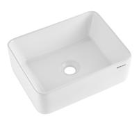 VEVOR Lavandino da Appoggio Rettangolare, 40 x 30 cm per il Bagno, Lavabo da Appoggio in Ceramica Bianca Sopra il Piano, Stile Moderno, Luminoso ed Elegante, per Bagno, Hotel, Toilette, Camper