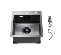 VEVOR Lavello da Cucina da 40 cm Lavello da Cucina in Acciaio Inossidabile 304 con Montaggio dall'Alto, Lavello Singolo da Incasso in Stile Country con Accessori, Lavello Domestico per Camper, Nero