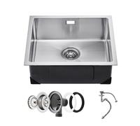 VEVOR Lavello da Cucina da 50 cm Lavello Sottopiano in Acciaio Inossidabile 304, Vasca Singola da Incasso Stile Rustico con Accessori, Lavello per Uso Domestico per Camper, Cucina di Preparazione, Bar