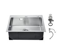 VEVOR Lavello da Cucina da 55 cm Lavello da Cucina in Acciaio Inossidabile 304 con Montaggio dall'Alto, Vasca Singola da Incasso in Stile Fattoria con Accessori, Lavello Domestico per Lavanderia, Bar