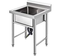 VEVOR Lavello Commerciale in Acciaio Inossidabile non Magnetico Pollici, Lavandino della Cucina con Scompartimento, Attrezzatura Completa del Lavandino di Preparazione di Utilità (93 x 61 x 60 cm)