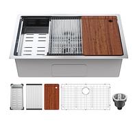 VEVOR Lavello da Cucina, Lavello da Incasso in Acciaio Inossidabile 304, Lavabo Sottopiano a Vasca Singola con Ripiano e Accessori, Lavello per Lavastoviglie Domestico per Workstation
