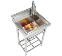 VEVOR Lavello multiuso in acciaio inossidabile, 1 scomparto, piccolo lavello autoportante, include rubinetto e gambe, 40,6 x 33 x 22,1 cm, lavello singolo commerciale per garage, ristorante, cucina,