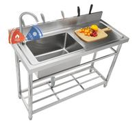 VEVOR Lavello multiuso in acciaio inox, lavello da appoggio rubinetto gambe banco da lavoro, lavelli commerciali a vasca singola 39,4x19,1x37,4 pollici garage, ristorante, lavanderia