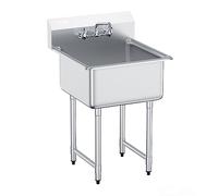 VEVOR Lavello per preparazione e utilità in acciaio inossidabile, lavello con rubinetto, lavello commerciale a vasca singola da 27"x41" per garage, ristorante, cucina, lavanderia