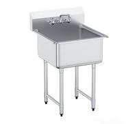 VEVOR Lavello per preparazione e utilità in acciaio inossidabile, lavello con rubinetto, lavello commerciale a vasca singola da 27"x41" per garage, ristorante, cucina, lavanderia