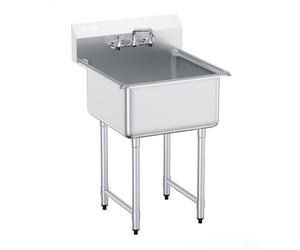 VEVOR Lavello per preparazione e utilità in acciaio inossidabile, lavello con rubinetto, lavello commerciale a vasca singola da 27"x41" per garage, ristorante, cucina, lavanderia