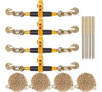 VEVOR Legante a Catena a Cricchetto, Leganti per Carichi Pesanti da 3/8"-1/2", con Catene G80 Limite di Carico Sicuro 5443kg, Maniglia Antiscivolo, Leganti a Catena per Trasporto per Rimorchio