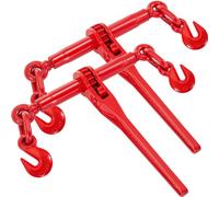 VEVOR Leganti a cricchetto 3/8" - 1/2" 9215LBS, carico di lavoro sicuro, ganci G70 e lunghezza regolabile, per catene di grado 70-80, ancoraggio, trasporto, traino, confezione da 2, rosso