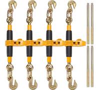 VEVOR Legatore a Catena a Cricchetto per Carichi Pesanti, con Ganci G80, Carico max. 3220 kg, Maniglia Antiscivolo Leganti a Catena per Trasporto di Rimorchi di Camion a Pianale, 4 pezzi