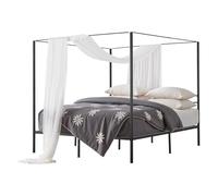 VEVOR Letto a Baldacchino King Size, Letto in Metallo con Testiera Minimalista a 4 Baldacchini, Robusto Supporto a Doghe in Acciaio, Struttura in Rete, Non Necessita di Materasso a Molle, Nero