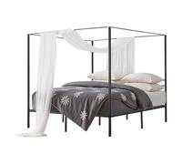 VEVOR Letto a Baldacchino King Size, Letto in Metallo con Testiera Minimalista a 4 Baldacchini, Robusto Supporto a Doghe in Acciaio, Struttura in Rete, Non Necessita di Materasso a Molle, Nero