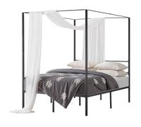 VEVOR Letto a Baldacchino Matrimoniale, Letto in Metallo con Testiera Minimalista e Design a 4 Baldacchini, Robusto Supporto a Doghe in Acciaio Quadrato, Non Necessita di Materasso a Molle, Nero