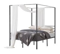 VEVOR Letto a Baldacchino Matrimoniale, Letto in Metallo con Testiera Minimalista e Design a 4 Baldacchini, Robusto Supporto a Doghe in Acciaio Quadrato, Non Necessita di Materasso a Molle, Nero