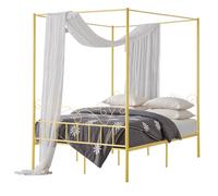 VEVOR Letto a Baldacchino Matrimoniale, Letto in Metallo con Testiera Minimalista e Design a Baldacchino, Robusto Supporto a Doghe in Acciaio Rotondo, Non Necessita di Materasso a Molle, Oro