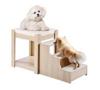 VEVOR Letto a Castello per Animali Domestici con Scale, Trespolo per Finestra per Cani/Gatti a più livelli per Uso Interno Accanto a Letto, Piattaforma di Seduta Rialzata con Cuscino in Schiuma, Beige