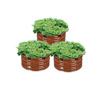 VEVOR Letto da Giardino Rialzato in Metallo 3 Pezzi Fioriera Zincata per Esterni Fondo Aperto, Set di Letto Rialzato Rotondo per Giardinaggio Verdure Fiori Erbe Aromatiche Piante Ф590 x 265 mm