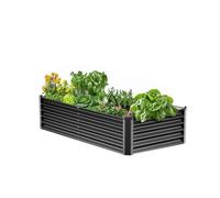 VEVOR Letto da Giardino Rialzato in Metallo, Fioriera Zincata per Esterni, con Fondo Aperto, Grande Letto Rialzato per Giardinaggio di Verdure, Fiori, Piante Grasse, Grigio Scuro 1828 x 914 x 457 mm