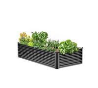 VEVOR Letto da Giardino Rialzato in Metallo, Fioriera Zincata per Esterni, con Fondo Aperto, Grande Letto Rialzato per Giardinaggio di Verdure, Fiori, Piante Grasse, Grigio Scuro 1828 x 914 x 457 mm