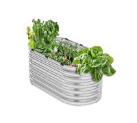 VEVOR Letto da Giardino Rialzato in Metallo, Fioriera Zincata per Esterni, con Fondo Aperto, Letto Rialzato Ovale per Giardinaggio di Verdure, Fiori, Piante Grasse, Argento Scuro 2400 x 600 x 560 mm
