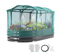 VEVOR Letto Rialzato per Piante in Metallo 180x90x30 cm, Letto Rialzato da Giardino per Orto Aiuola Coltivazione di Ortaggi Fiori Verdure Piante, Fondo Aperto, Sistema Autoirrigazione, Forma Ovale