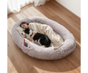 VEVOR Letto Stile Cane per Umani Amici Pelosi da 1710 x 1000 x 240 mm, Letto per Cani a Misura Umana, con Tasca Laterale, Maniglia e Cerniera, Fodera Rimovibile e Lavabile in Lavatrice, Pelo Alto