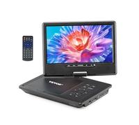VEVOR Lettore DVD Portatile con Schermo Girevole 228 mm, Lettore DVD da Viaggio con Altoparlante Doppio, Supporto Sincronizzazione TV/USB/Scheda SD/CD/DVD, Caricabatteria da Auto
