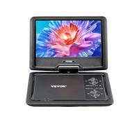 VEVOR Lettore DVD Portatile con Schermo Girevole 256 mm, Lettore DVD da Viaggio con Altoparlante Doppio, Supporto Sincronizzazione TV/USB/Scheda SD/CD/DVD, Caricabatteria da Auto