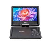 VEVOR Lettore DVD Portatile con Schermo Girevole 256 mm, Lettore DVD da Viaggio con Altoparlante Doppio, Supporto Sincronizzazione TV/USB/Scheda SD/CD/DVD, Caricabatteria da Auto