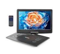 VEVOR Lettore DVD Portatile con Schermo Girevole 396 mm, Lettore DVD da Viaggio con Altoparlante Doppio, Supporto Sincronizzazione TV/USB/Scheda SD/CD/DVD, Caricabatteria da Auto