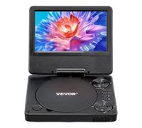 VEVOR Lettore DVD Portatile, Schermo HD Girevole da 7 pollici, Batteria Ricaricabile Integrata con Durata di 4 Ore, Altoparlante Doppio, Supporto Sincronizzazione TV/USB/Scheda SD/CD/DVD