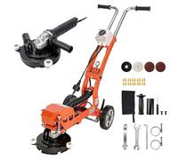VEVOR Levigatrice Elettrica per Calcestruzzo 1400 W, 3700 RPM, Smerigliatrice per Pavimenti con Disco Abrasivo da 180 mm, Maniglia Regolabile, Attacco per Aspiratore, per Marmo e Pietra, Arancione