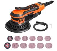 VEVOR Levigatrice Orbitale Casuale da 127 mm e 150 mm Levigatrice Orbitale Senza Spazzole da 350 W 10000 PRM a 6 Velocità Variabili con 20 Fogli Abrasivi, Connettore Antipolvere e Tubo Flessibile