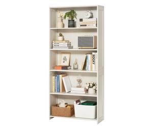 VEVOR Libreria Ampia a 5 Ripiani, Libreria Aperta in Legno da 173,5 cm con Ripiano per Esposizione, Libreria da Terra Espositiva Alta Autoportante per Biblioteca, Camera da Letto, Soggiorno, Bianco